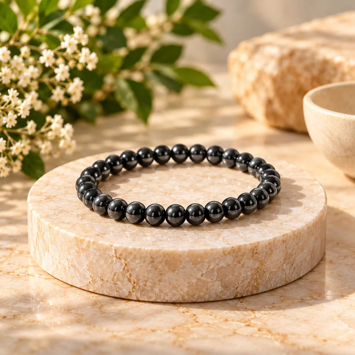 Hematite Thin Round Bracelet